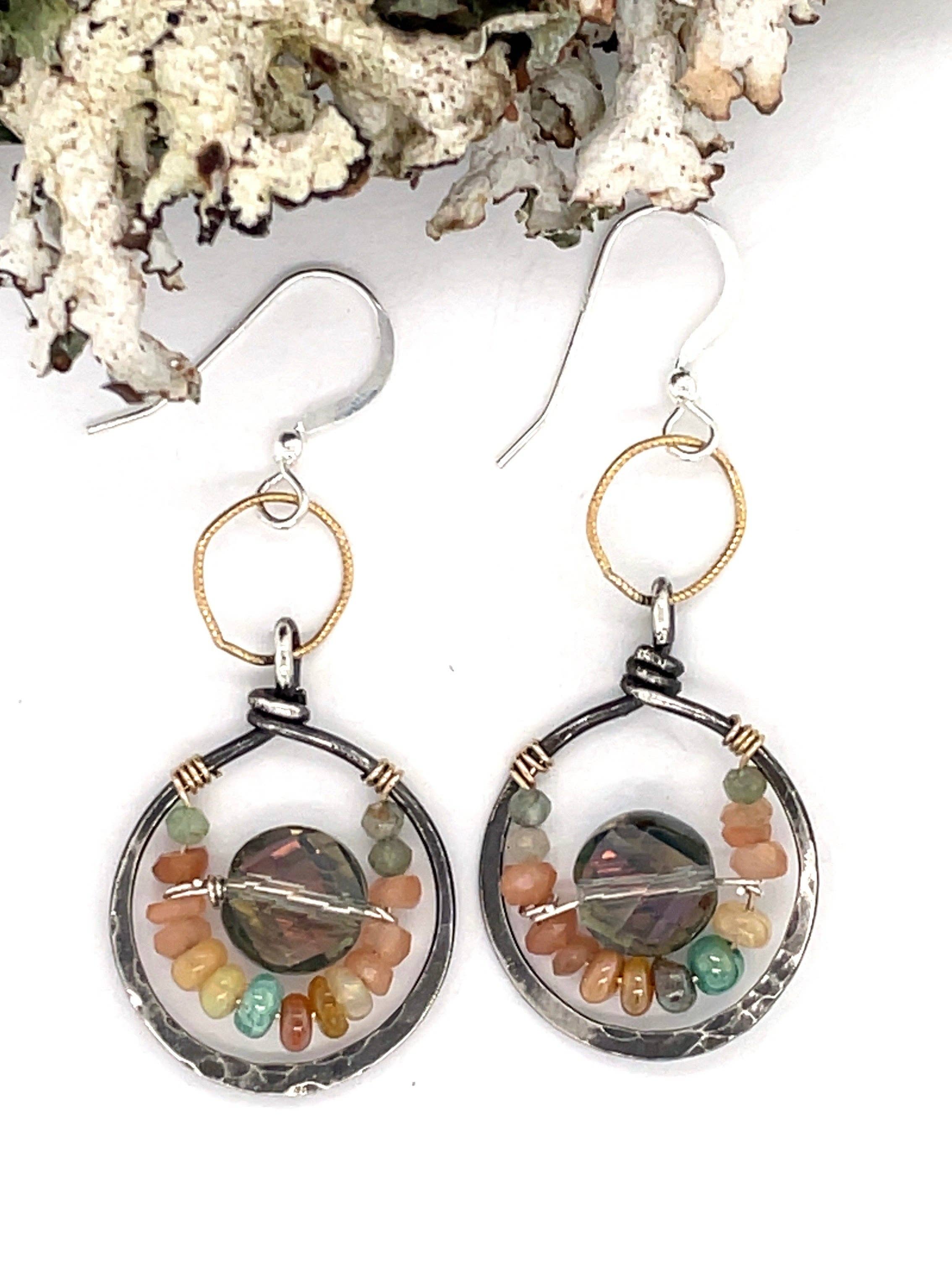 gemstone and coin earrings
