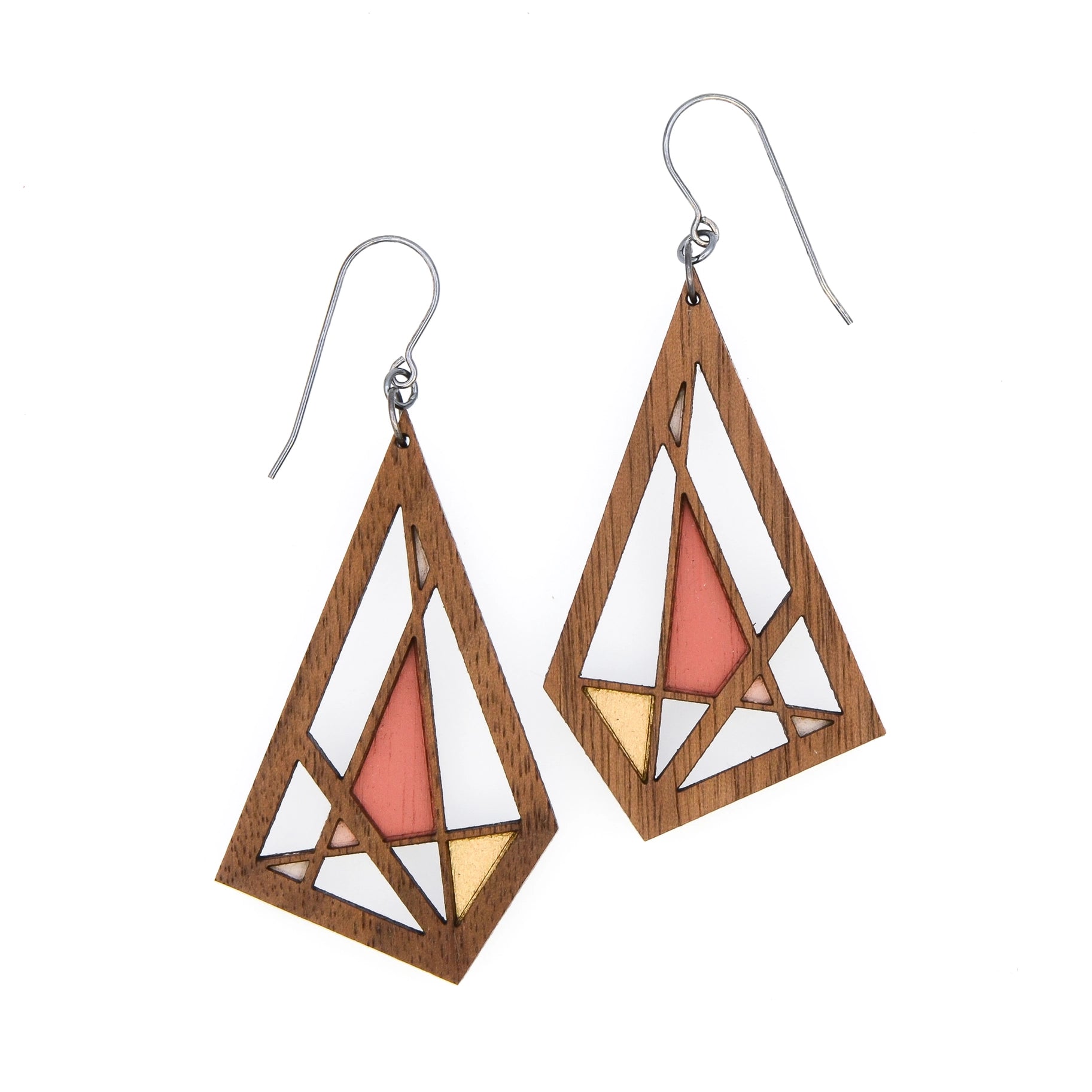 Abstract Diamond Earrings · Modern Geometric Shape Wood