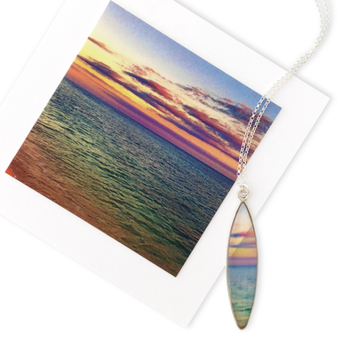 surfboard pendant resin necklace