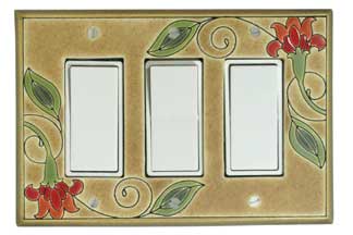 floral triple wide ceramic light switch plate