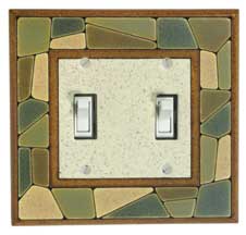 Mosaic border ceramic light switch plate