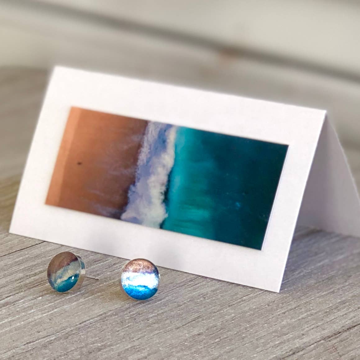 ocean blue resin post earrings