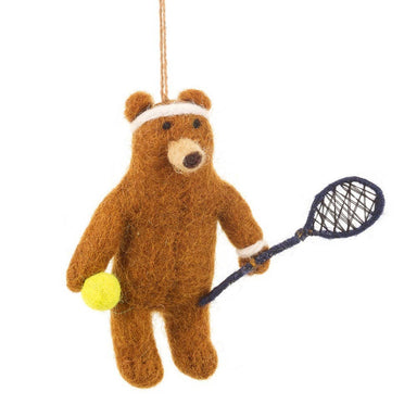 felt tennis bear ornament