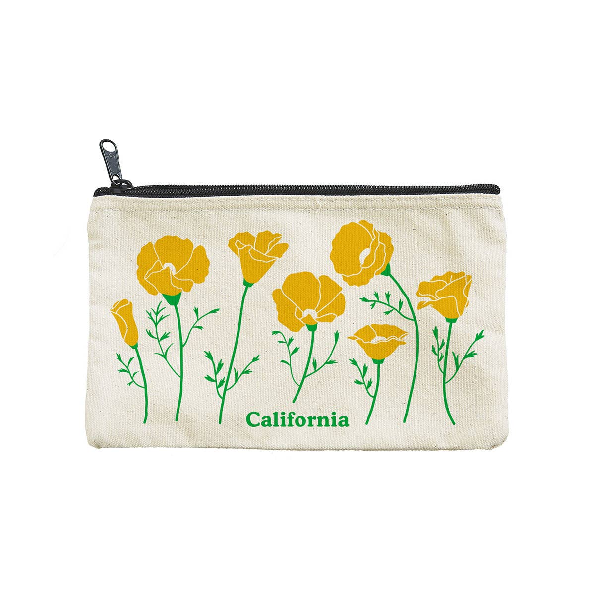 zipper pouch with California Poppies 