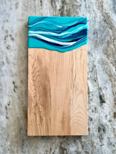 aqua wood rectangle cheese board