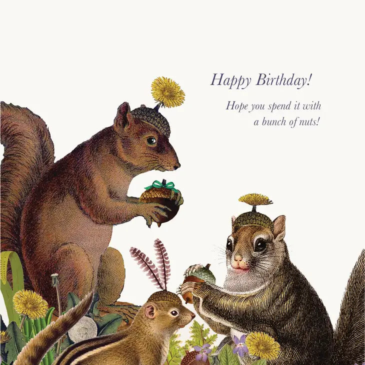 Happy Birthday, Hope you spend it with a bunch of nuts. blank greeting card