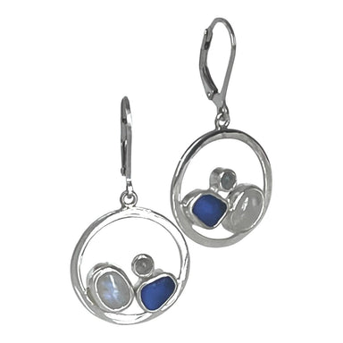 silver sea glass drop earrings 
