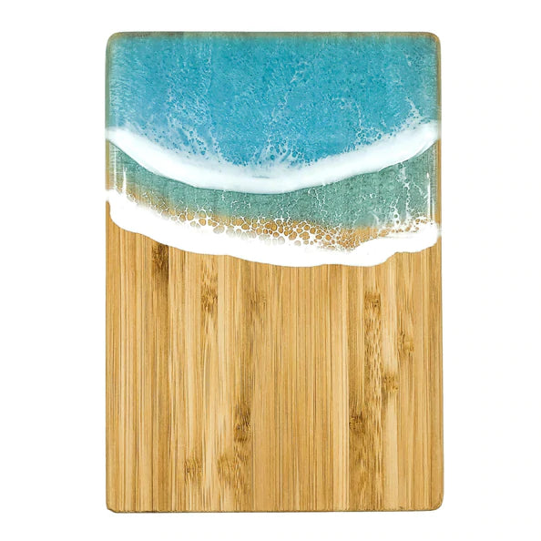 Angled Corner Cutting Board, Resin Ocean Waves