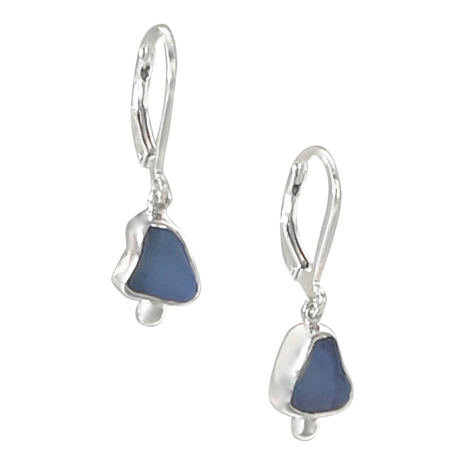 blue sea glass drop earrings