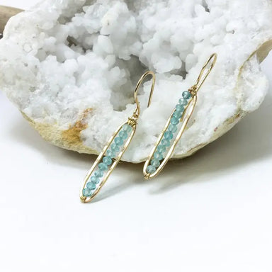 Oval blue gemstone earrings