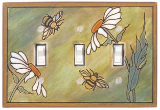 Daisy Bee Ceramic Light Switch Plate