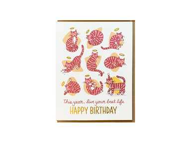 Greeting Card Cat with Halo Happy Birthday
