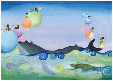 Artistic greeting cards whales