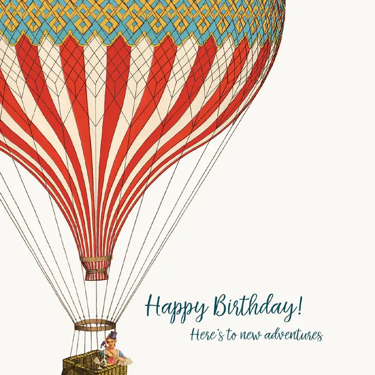 Happy Birthday, here's to new adventures blank greeting card