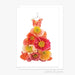 red orange and pink petals blank greeting card