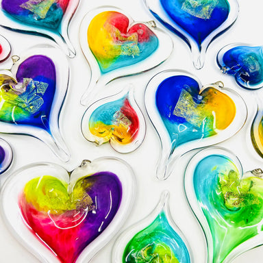 Glass colored hearts