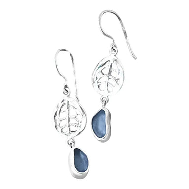 blue sea glass earrings