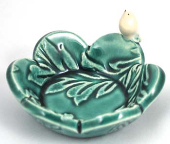 Emerald ceramic bird bowl