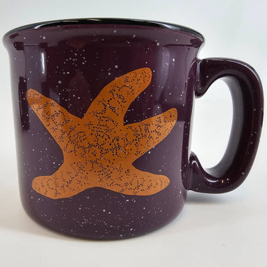 orange starfish purple ceramic mug