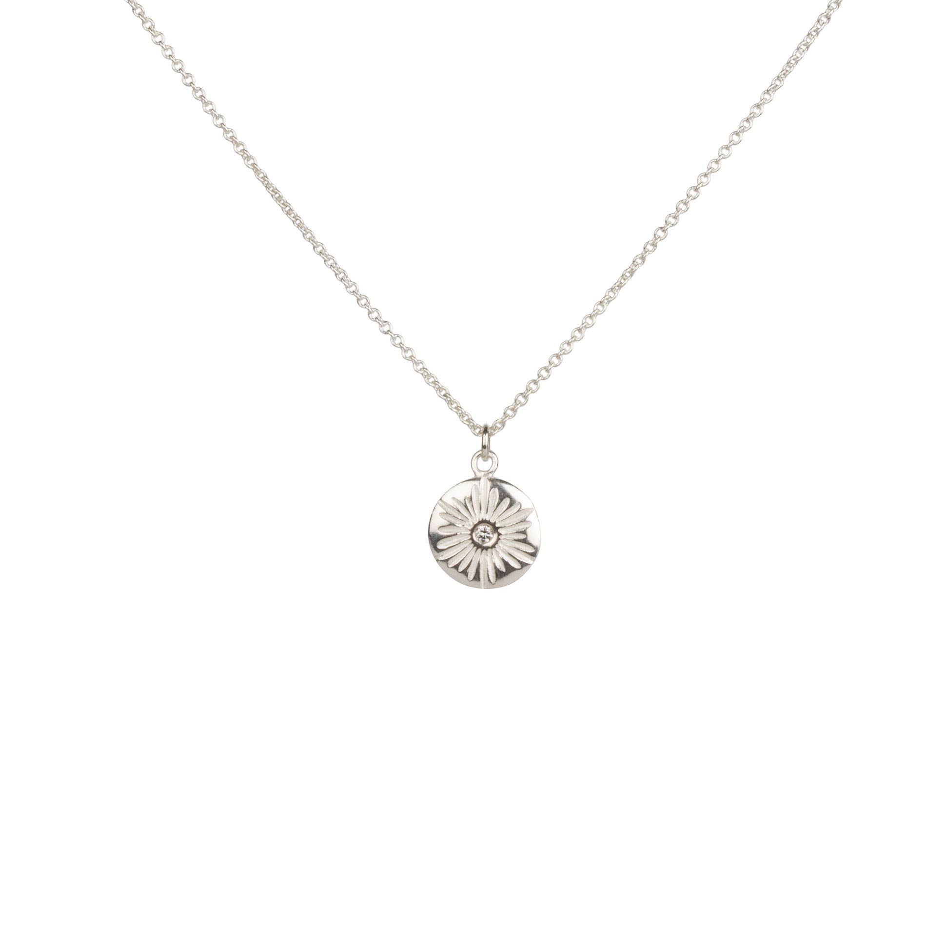 diamond silver pendant necklace