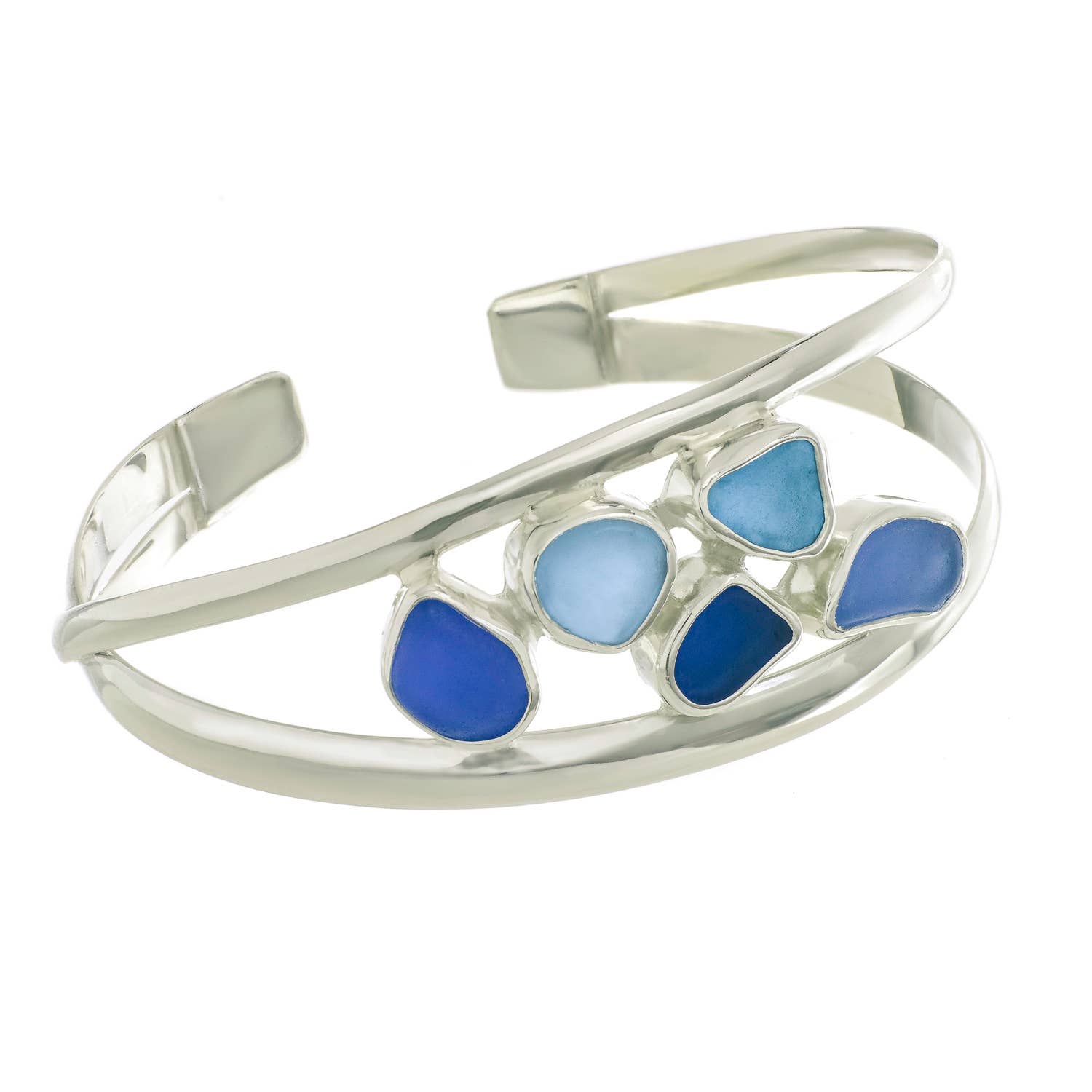 blue sea glass bracelet