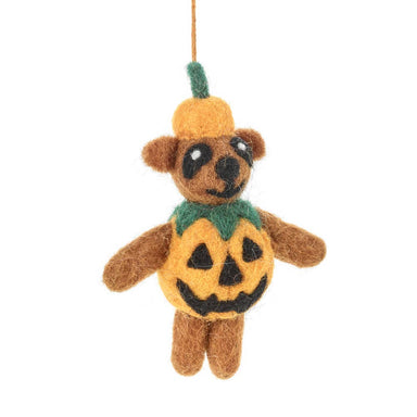 bear ornament with pumpkin costume
