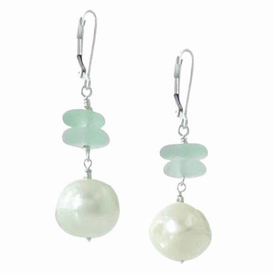 pearl sea glass earrings