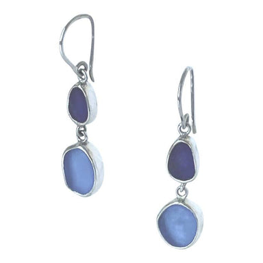 blue sea glass drop earrings