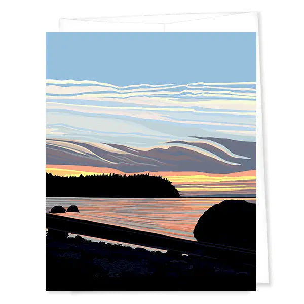 ocean sunset blank greeting card