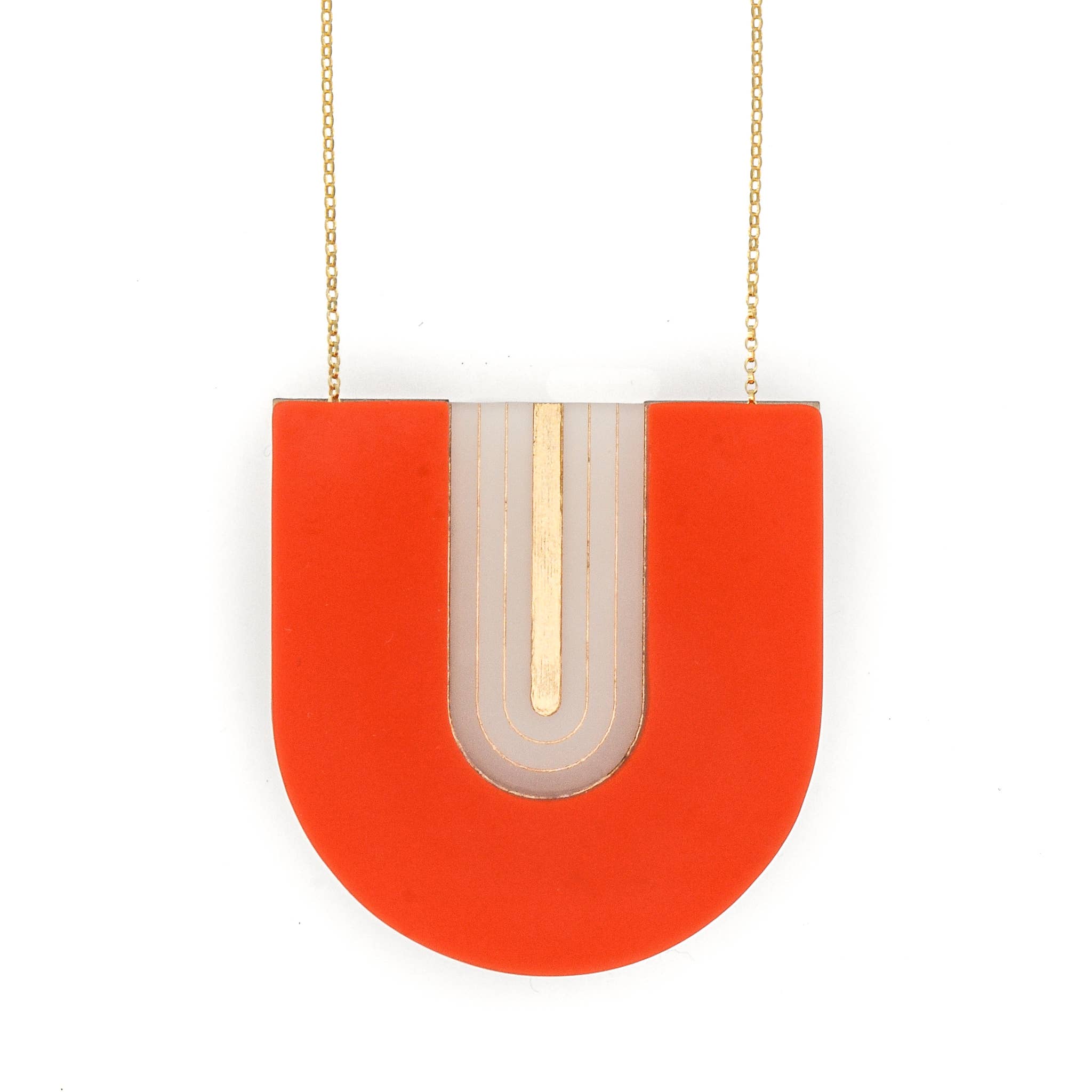 Red Arc colorblock necklace