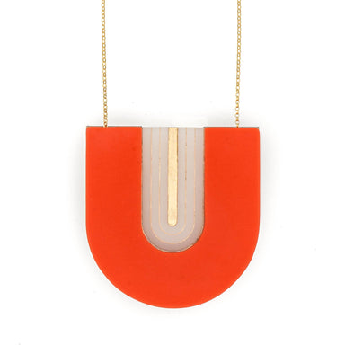 Red Arc colorblock necklace
