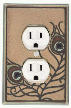 feather ceramic switch plate receptacle
