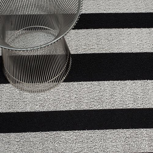 black and white Stripe Shag Mat
