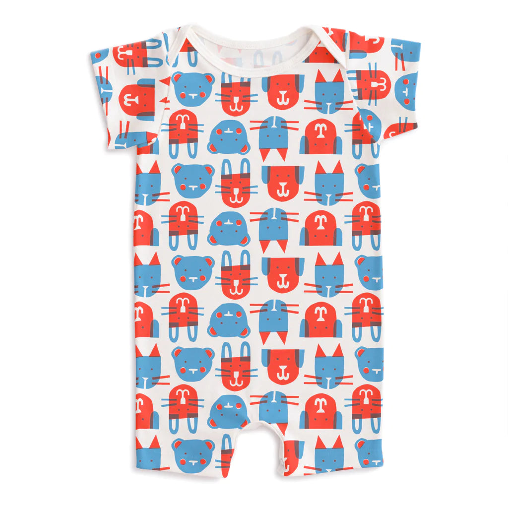 red and blue furry friends onesie