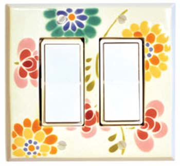 floral ceramic Light Switch Plates double wide
