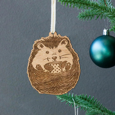 hedgehog wood ornament
