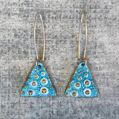 blue triangle urchin earrings
