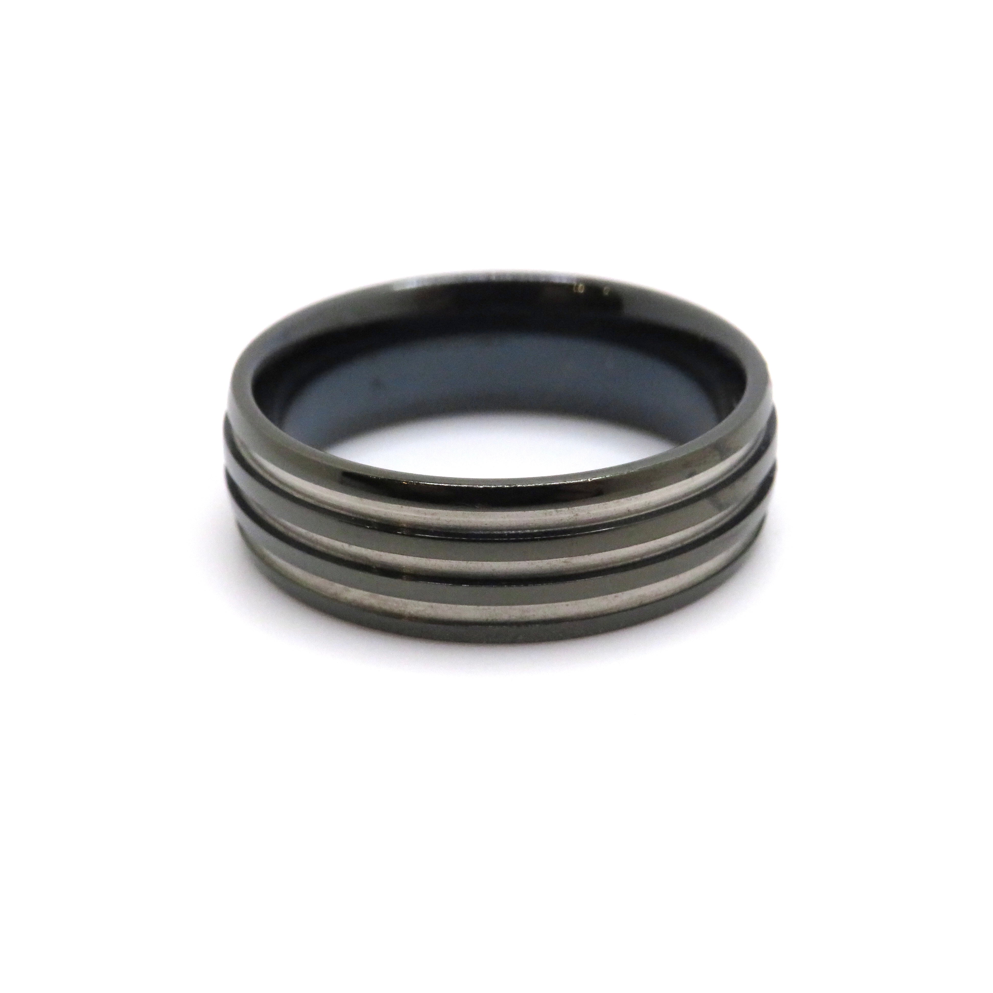 Black Stripe Titanium Ring