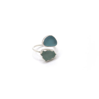 double sea glass ring