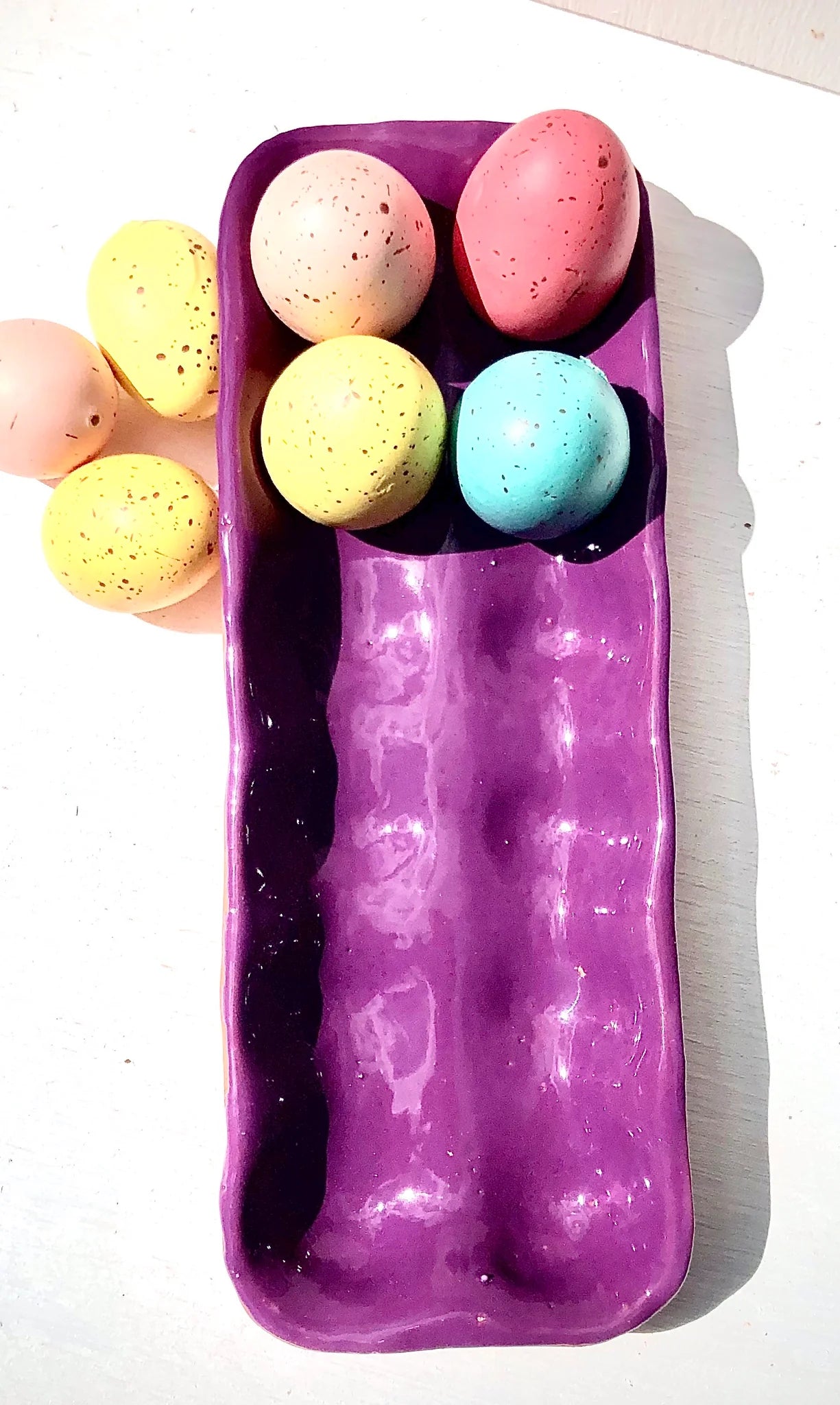 ceramic egg holder purple