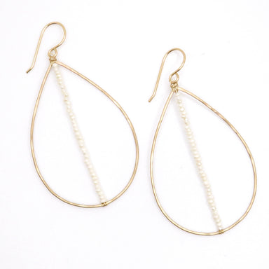 pearl oval hoop earrings