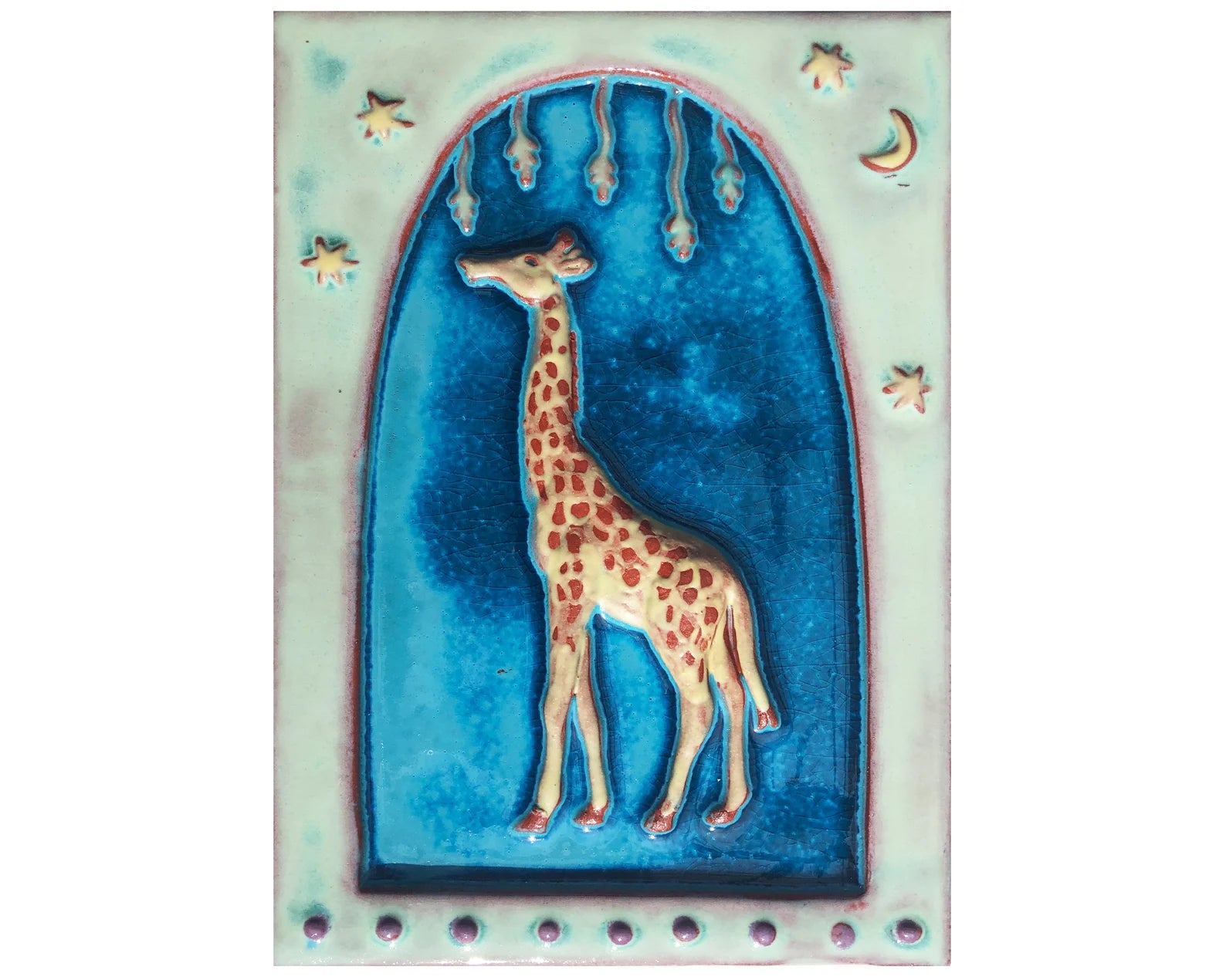 handmade giraffe ceramic tile