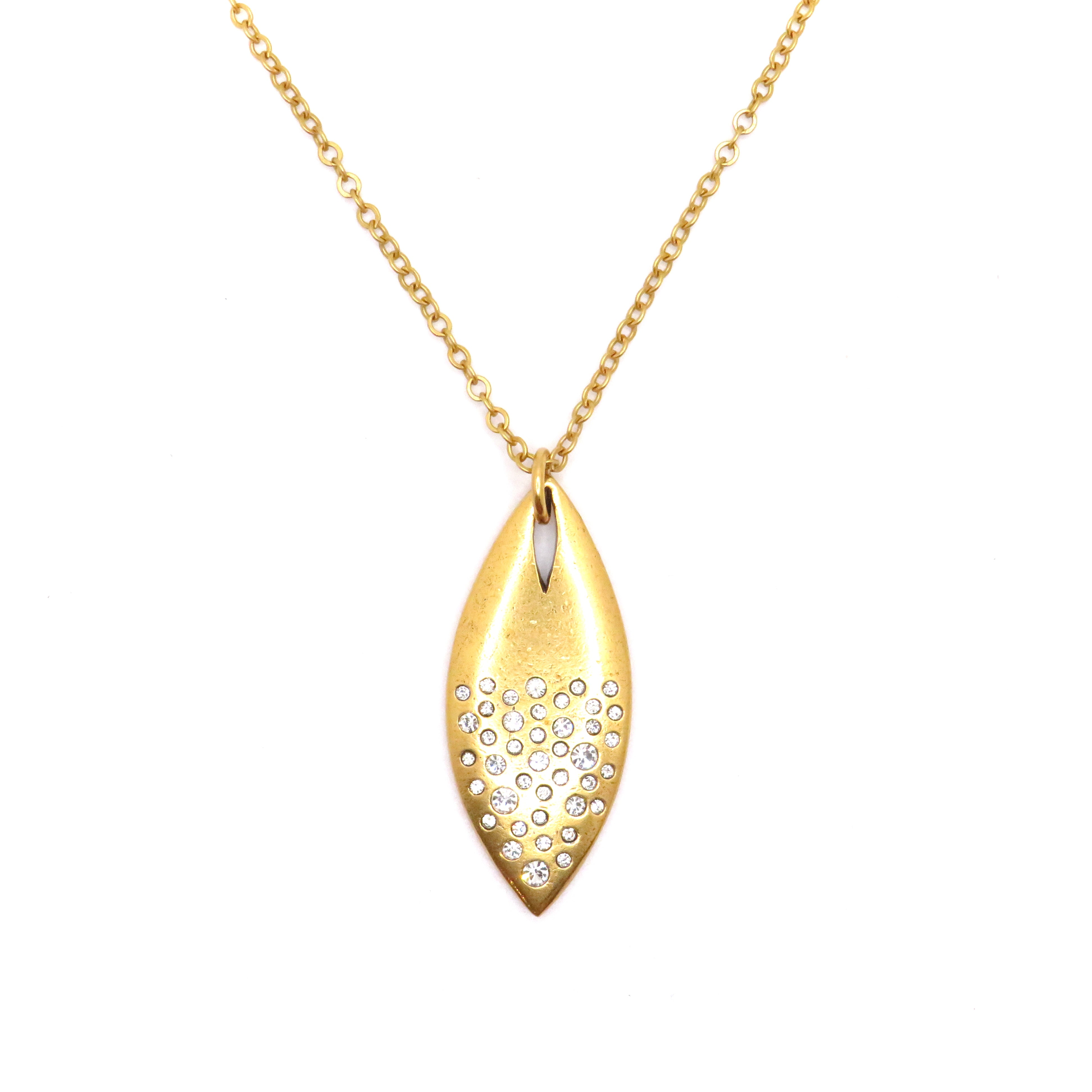 gold stone pendant necklace