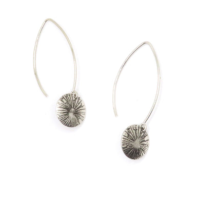 silver dandelion drop earrings
