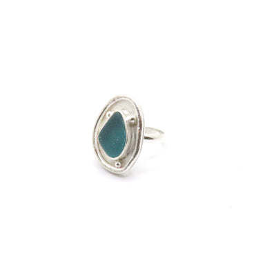 blue sea glass ring
