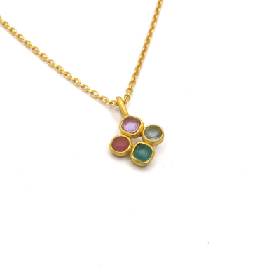 gold drop pendant glass necklace
