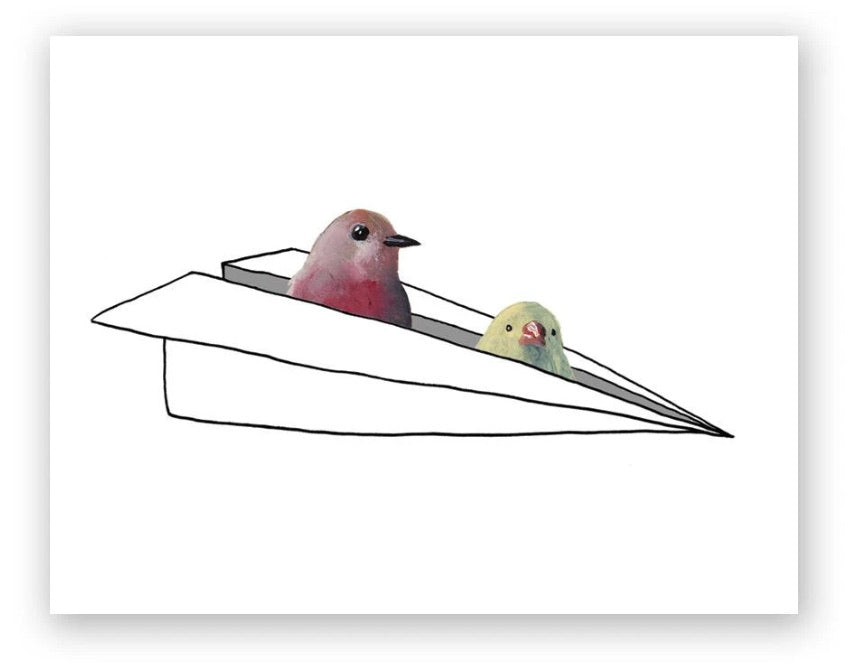 Birds in a paper plane Greeting Card