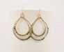 grey stone gold double hoop earrings