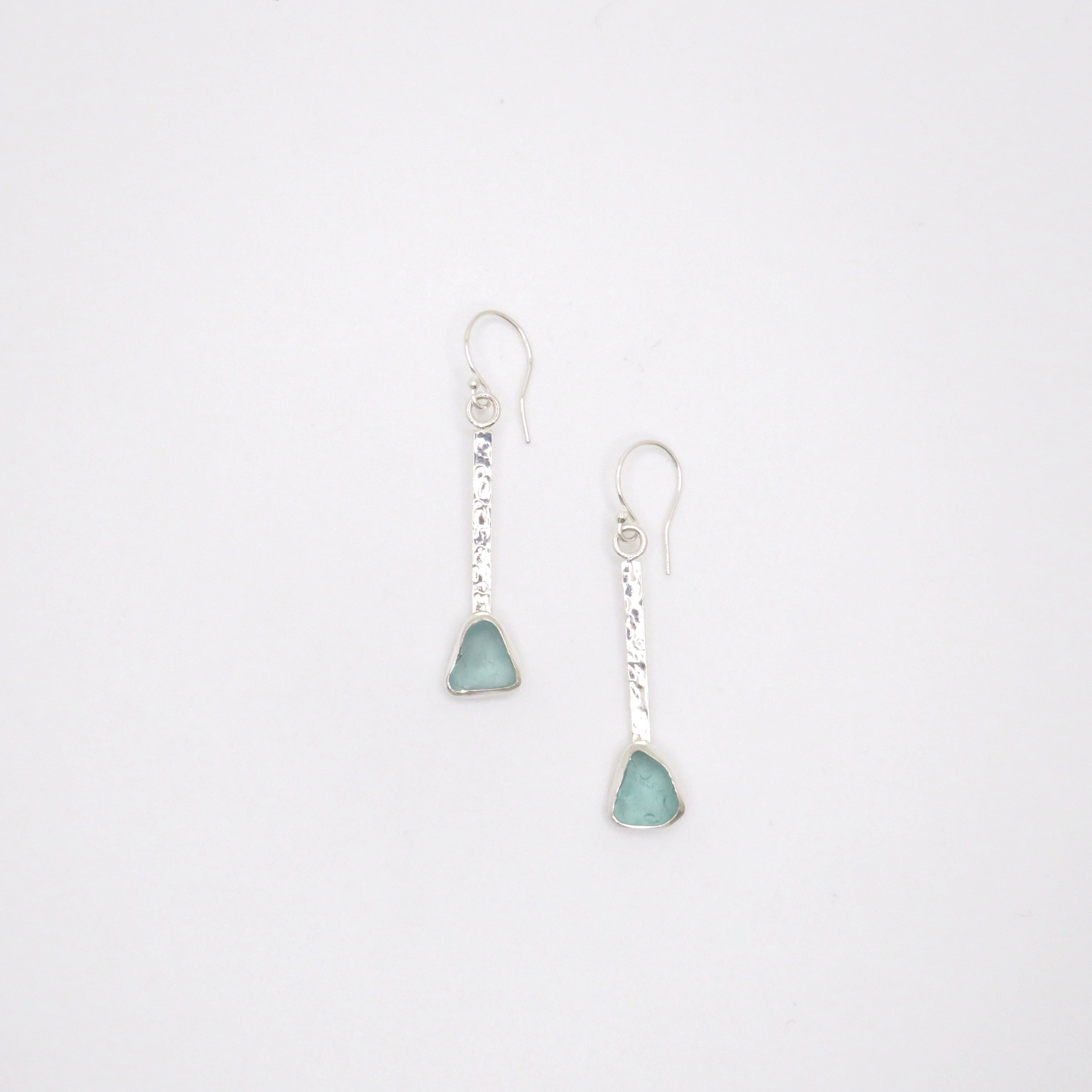 aqua sea glass earrings