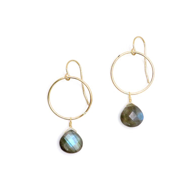 labradorite gold drop earrings
